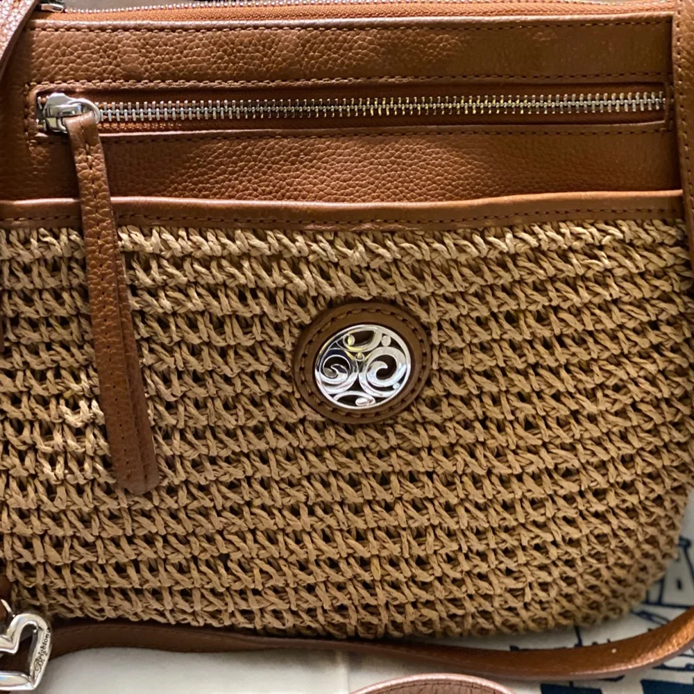 Brighton Woven Tan and Brown Crossbody Bag - Picture 4 of 7
